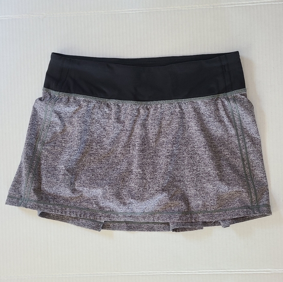 Lululemon Pace Rival Skirt No Panels 13" Heather Gray Lux Multi Black Sz 4 - Picture 5 of 13